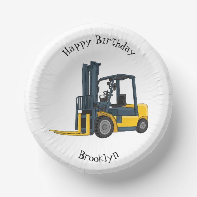 Forklift cartoon illustration paper bowls (Front)