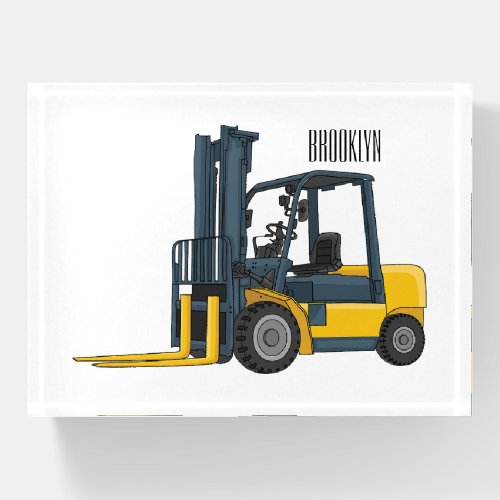 Forklift cartoon illustration paperweight