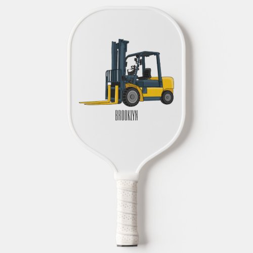 Forklift cartoon illustration pickleball paddle