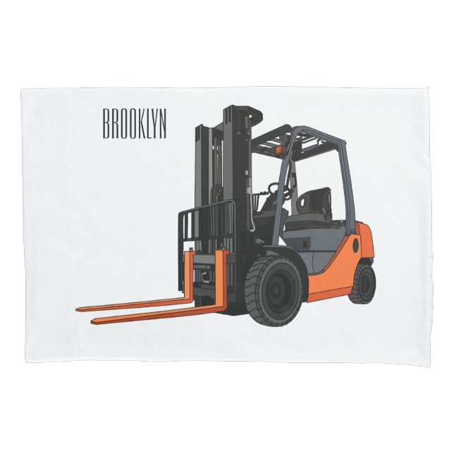 Forklift cartoon illustration pillow case (Front)