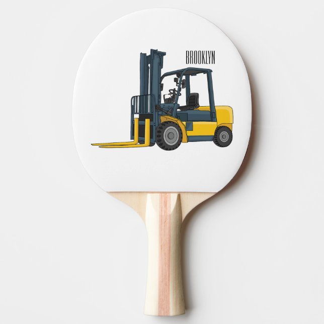 Forklift cartoon illustration ping pong paddle (Front)
