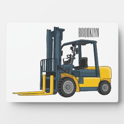 Forklift cartoon illustration plaque