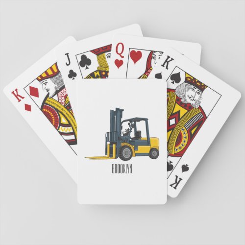 Forklift cartoon illustration playing cards