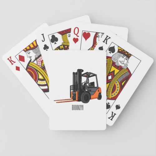 Forklift cartoon illustration playing cards