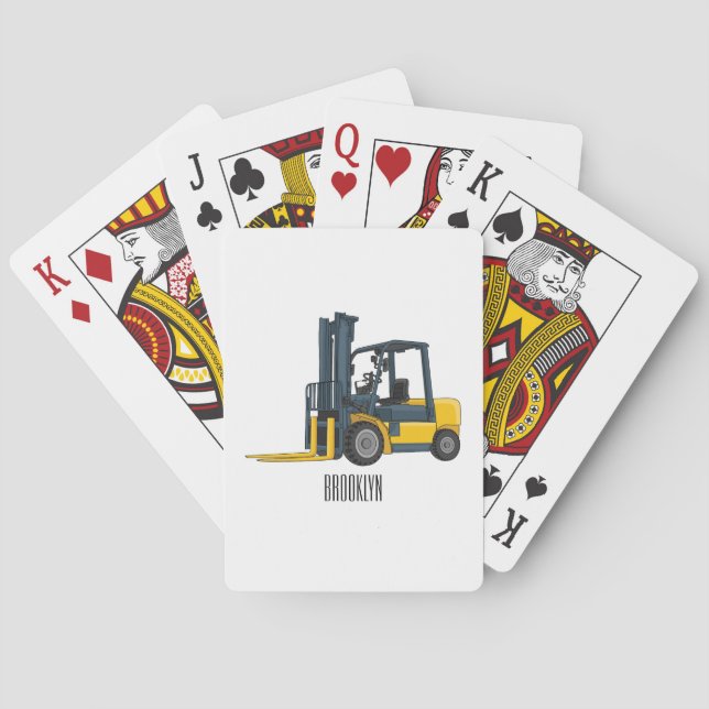 Forklift cartoon illustration poker cards (Back)