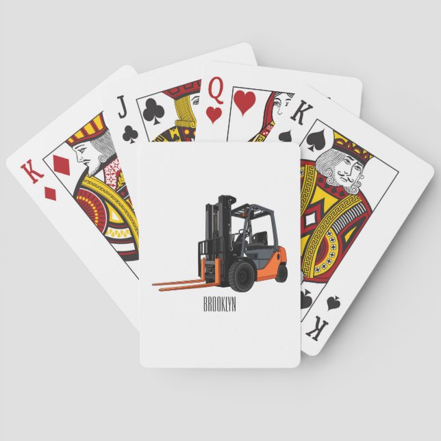 Forklift cartoon illustration poker cards (Back)