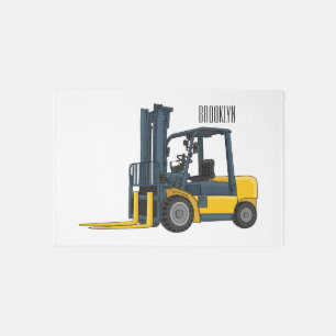 Forklift cartoon illustration rug