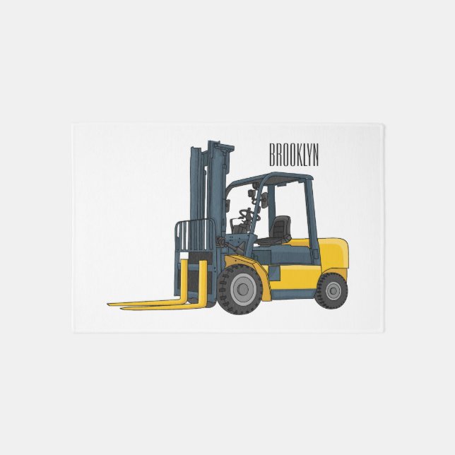 Forklift cartoon illustration rug (Front)