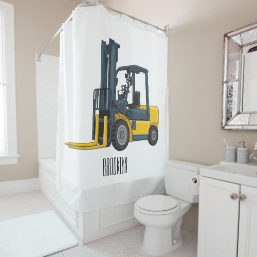 Forklift cartoon illustration shower curtain