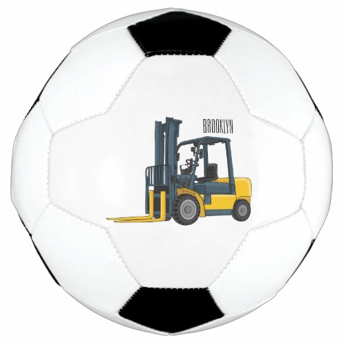 Forklift cartoon illustration soccer ball