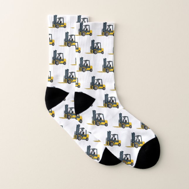 Forklift cartoon illustration socks (Pair)