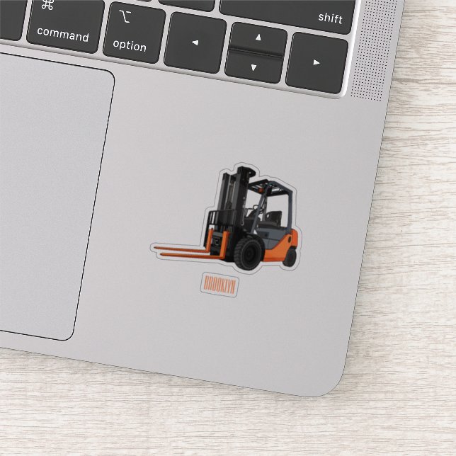 Forklift cartoon illustration sticker (Detail)