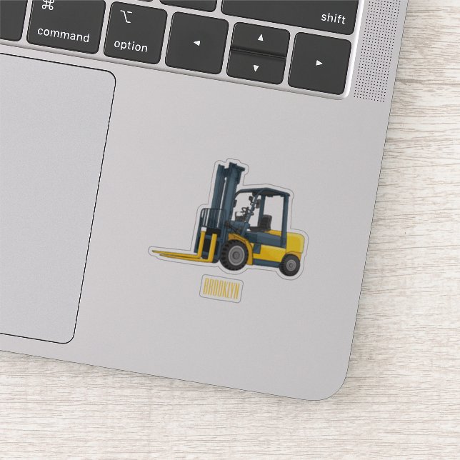 Forklift cartoon illustration sticker (Detail)