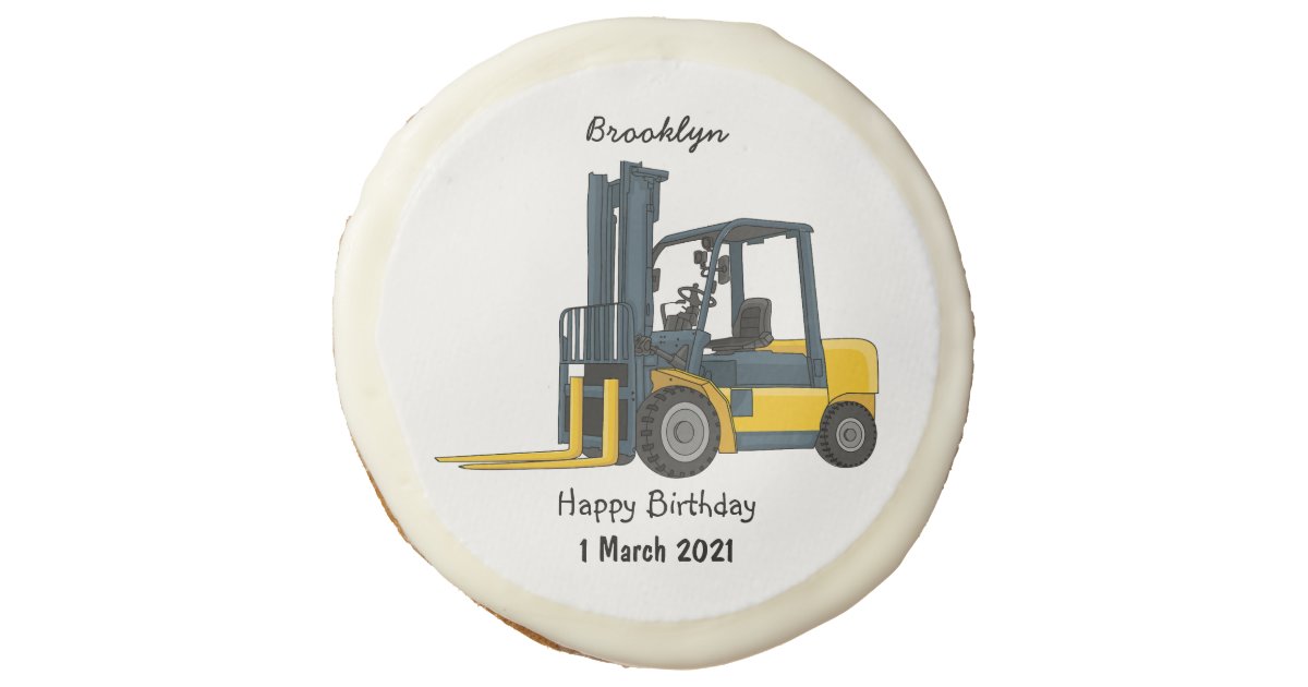 Forklift cartoon illustration sugar cookie | Zazzle