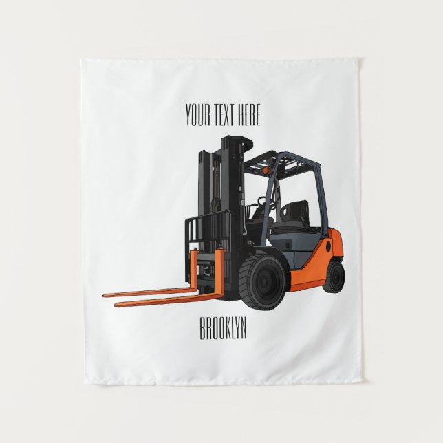 Forklift cartoon illustration tapestry (Front)