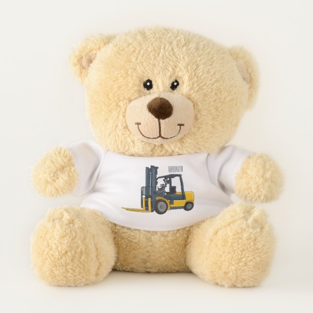 Forklift cartoon illustration teddy bear (Front)