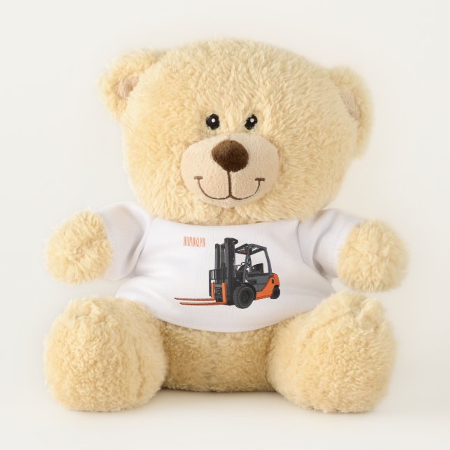 Forklift cartoon illustration teddy bear (Front)