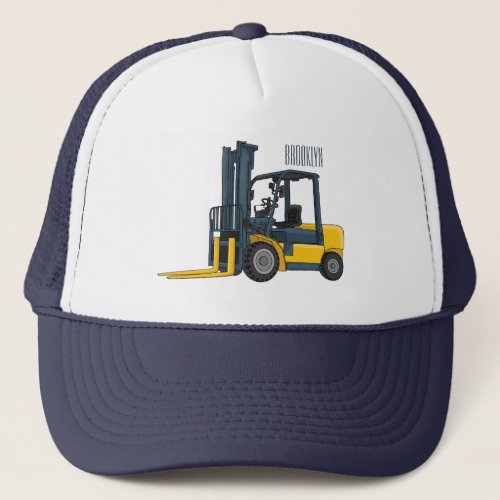 Forklift cartoon illustration trucker hat