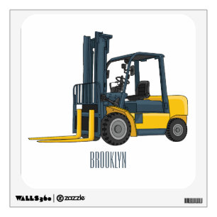Forklift cartoon illustration wall decal