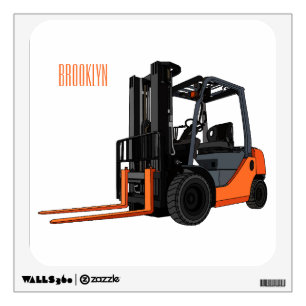 Forklift cartoon illustration wall decal