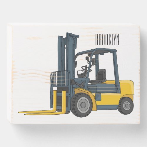 Forklift cartoon illustration wooden box sign