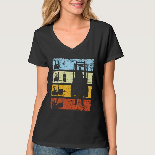 Forklift Driver Warehouse Forklift Retro T-Shirt (Front)