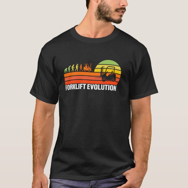 Forklift Evolution Funny Forklift Driver Operator T-Shirt (Front)