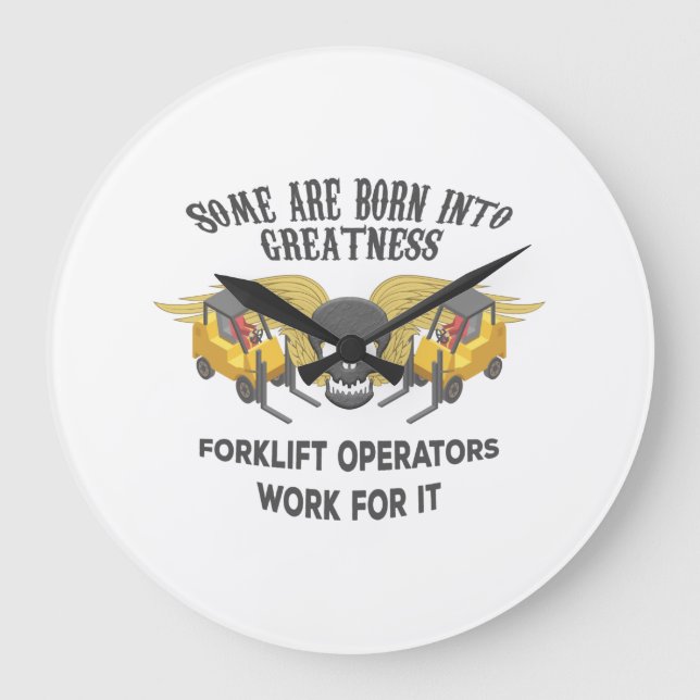 Forklift Greatness Large Clock (Front)