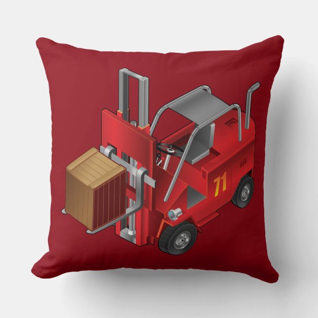 Forklift, Kids Pallet Truck Design Throw Pillow (Front)