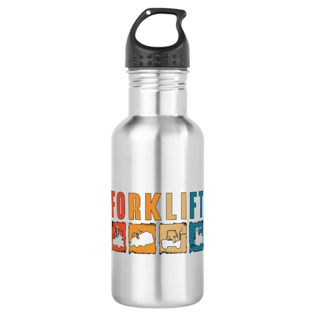 Forklift Operator Forklift Quote Driver Worker Stainless Steel Water Bottle (Front)