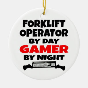 Forklift Operator Gamer Ceramic Ornament
