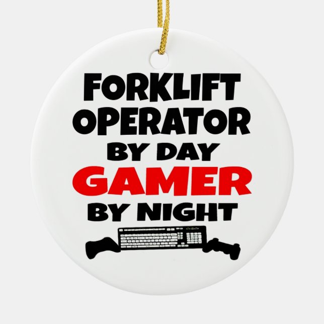 Forklift Operator Gamer Ceramic Ornament (Front)
