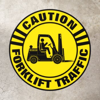 Forklift Traffic Caution Sign Yellow Black Custom Floor Decals by LaborAndLeisure at Zazzle