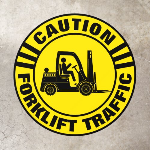 Forklift Traffic Caution Sign Yellow Black Custom Floor Decals