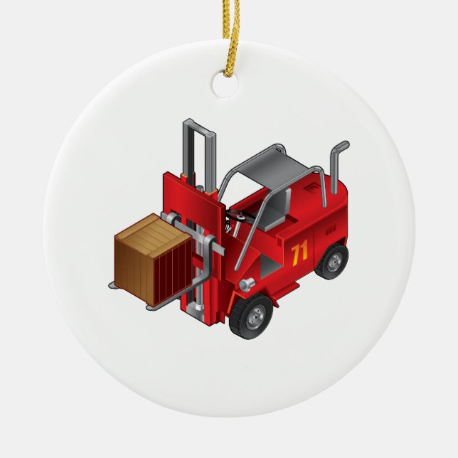 Forklift Truck Ceramic Ornament (Front)