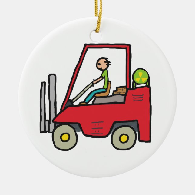 Forklift Truck Ceramic Ornament (Front)