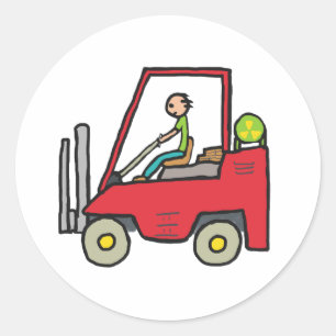 Forklift Truck Classic Round Sticker