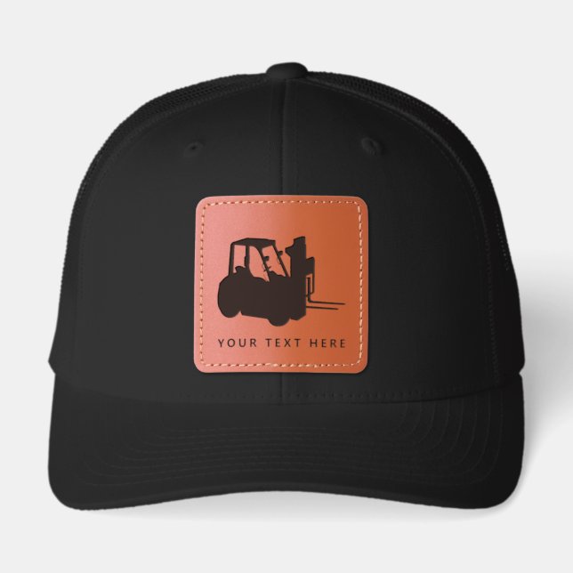 Forklift Truck Custom Text Leather Patch Hat (Front)