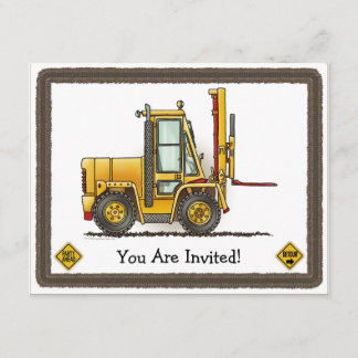 Forklift Truck Kids Party Invitation