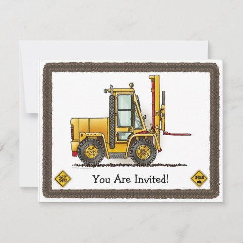 Forklift Truck Kids Party Invitation