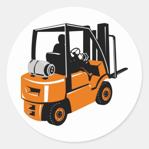 forklift truck retro classic round sticker