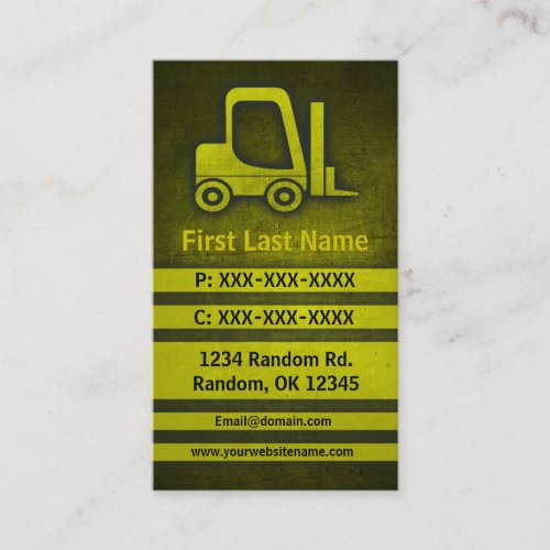 Forklift yellow grunge custom construction cards