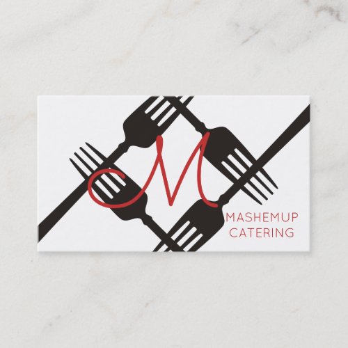 Forks monogram chef catering business card