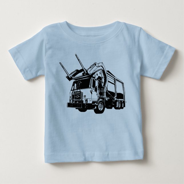 Forks Up Frontloading Garbage Trash Truck Baby T-Shirt (Front)