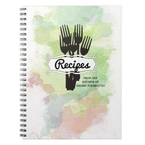 Forks watercolor chef catering cooking notebook