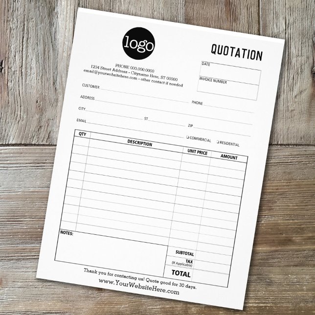 Form Business Quotation, Invoice or Sales Receipt Flyer (Creator Uploaded)