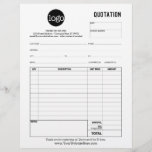 Form Business Quotation, Invoice or Sales Receipt Letterhead<br><div class="desc">This full page form is perfect for small businesses looking for a professional look. Add your logo and contact information to complete this look. Service Trade Uses: landscaping,  plumbing,  electrical,  handyman,  contractor,  construction and more.</div>