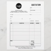 Form Business Quotation, Invoice or Sales Receipt Letterhead (Front)