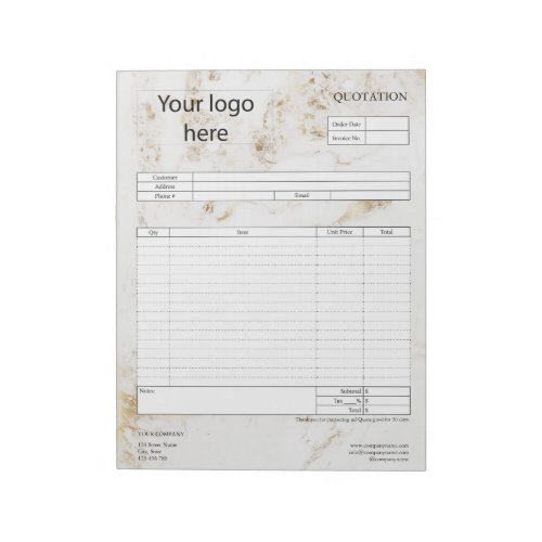 Form Business Quotation Invoice or Sales Receipt  Notepad