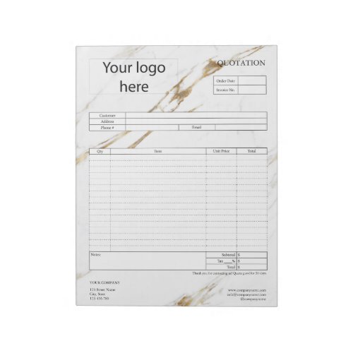 Form Business Quotation Invoice or Sales Receipt  Notepad